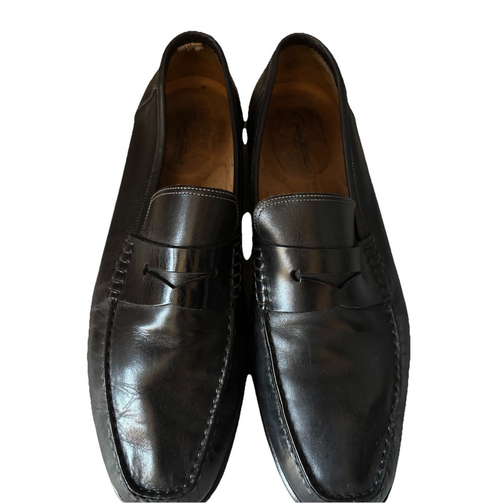 Santoni Ikangia‎ Men's Black Leather Slip On Penny Loafers Shoes 12 D Executive